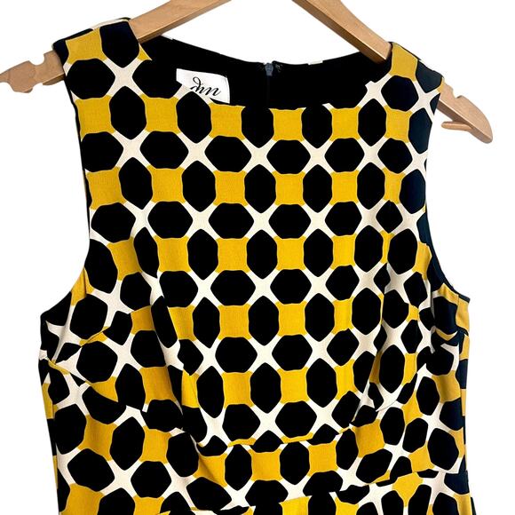 Donna Morgan Jersey Geo Print Sleeveless Fit-&-Flare Dress Navy/Yellow Size 8P - Picture 2 of 8